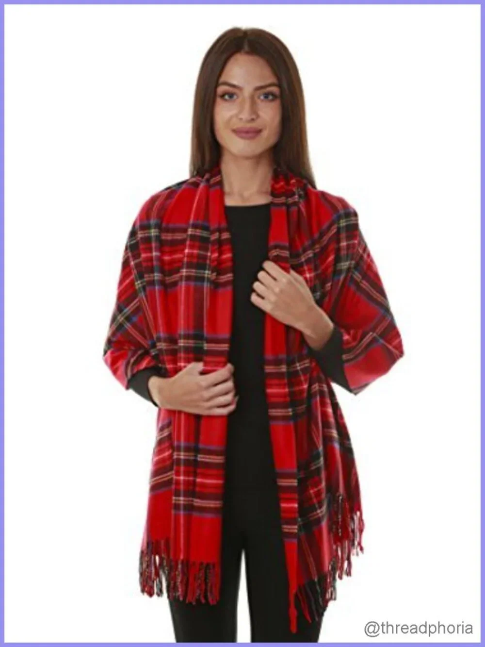Large Tartan Checked Cashmere Feel Shawl Blanket Scarf 80